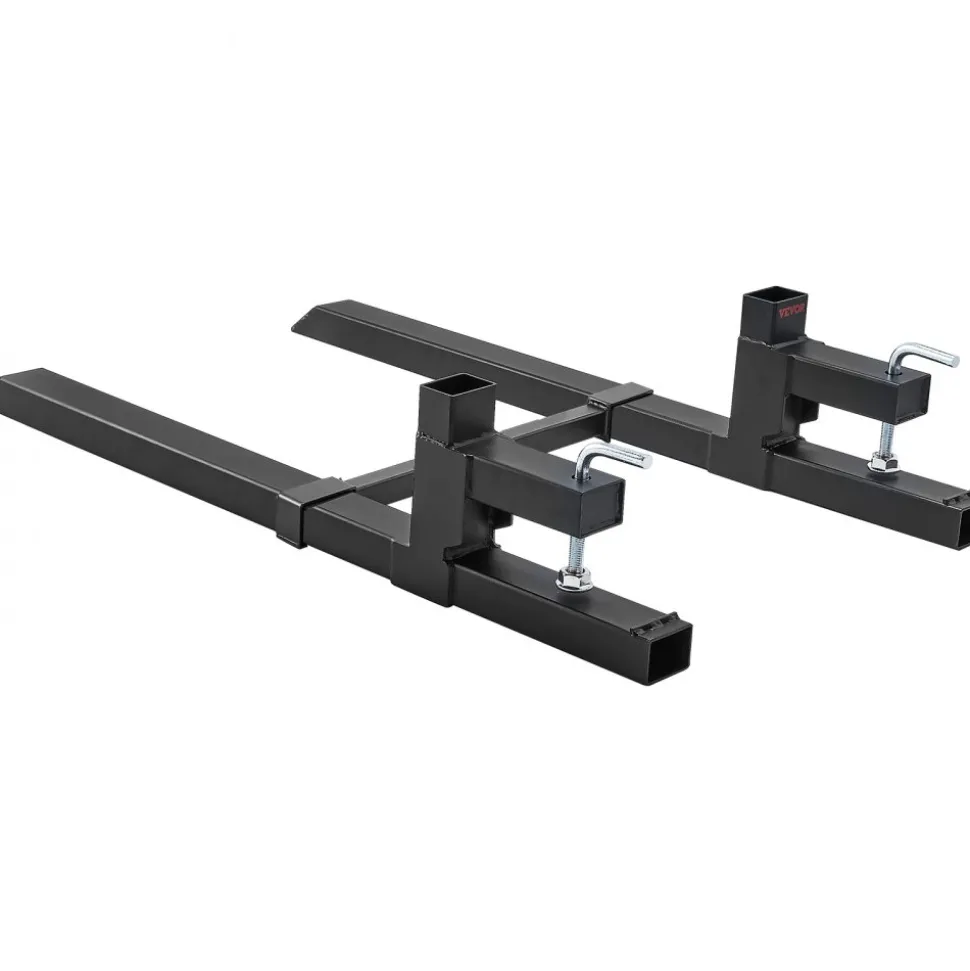 VEVOR Pallet Forks, 2000 lbs Clamp on Pallet Forks, 43" Total Length Tractor Bucket Forks with Adjustable Stabilizer bar, Heavy Duty Pallet Forks for Tractor Attachments, Skid Steer, Loader Bucket