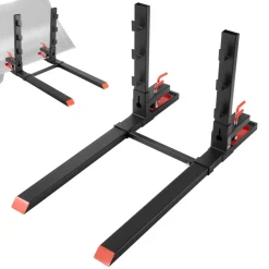 VEVOR Pallet Forks, 4000 lbs Clamp on Pallet Forks, 60-Inch Total Length Heavy-Duty Tractor Fork with Anti-Tilt Bar & Adjustable Stabilizer Bar, Fit for Loader Bucket Skid Steer Tractor, Black