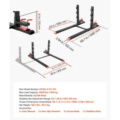 VEVOR Pallet Forks, 4000 lbs Clamp on Pallet Forks, 60-Inch Total Length Heavy-Duty Tractor Fork with Anti-Tilt Bar & Adjustable Stabilizer Bar, Fit for Loader Bucket Skid Steer Tractor, Black