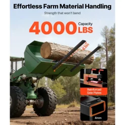 VEVOR Pallet Forks, 4000 lbs Clamp on Pallet Forks, 60-Inch Total Length Heavy-Duty Tractor Fork with Anti-Tilt Bar & Adjustable Stabilizer Bar, Fit for Loader Bucket Skid Steer Tractor, Black