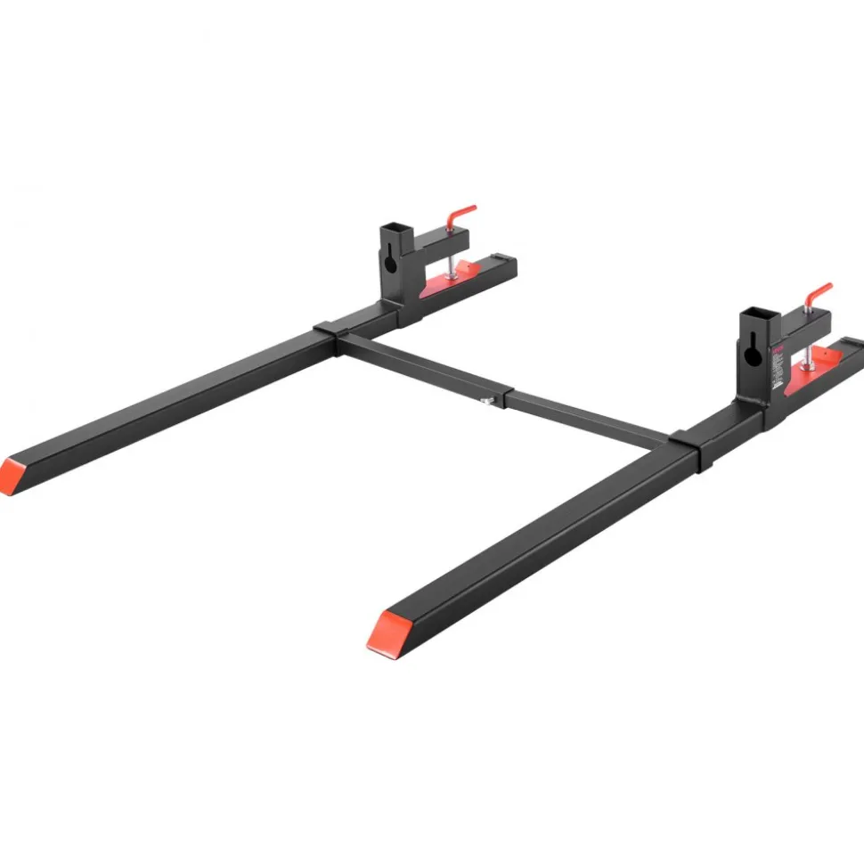 VEVOR Pallet Forks, 2000 lbs Clamp on Pallet Forks, 60-Inch Total Length Heavy-Duty Tractor Fork with Adjustable Stabilizer Bar for Tractor Attachments, Loader Bucket, and Skid Steer, Black