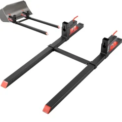 VEVOR Pallet Forks, 2000 lbs Clamp on Pallet Forks, 60-Inch Total Length Heavy-Duty Tractor Fork with Adjustable Stabilizer Bar for Tractor Attachments, Loader Bucket, and Skid Steer, Black
