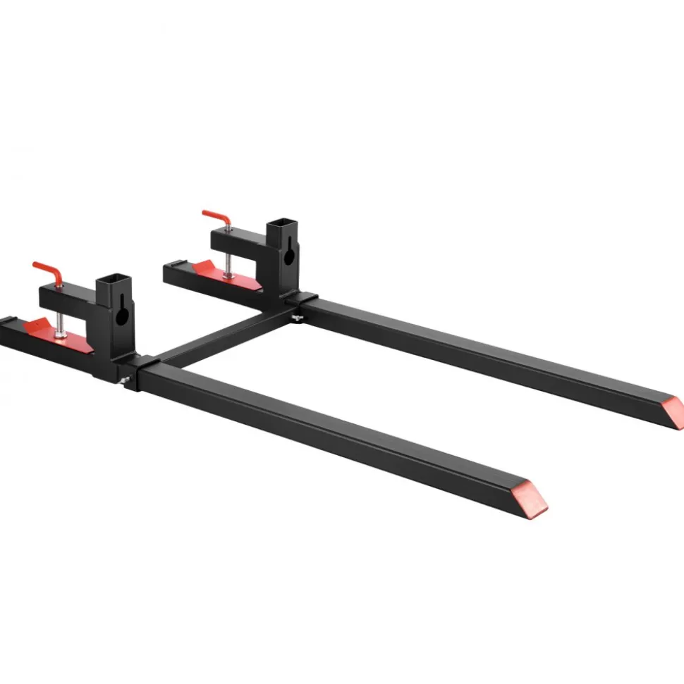 VEVOR Pallet Forks, 2000 lbs Clamp on Pallet Forks, 60-Inch Total Length Heavy-Duty Tractor Fork with Adjustable Stabilizer Bar for Tractor Attachments, Loader Bucket, and Skid Steer, Black