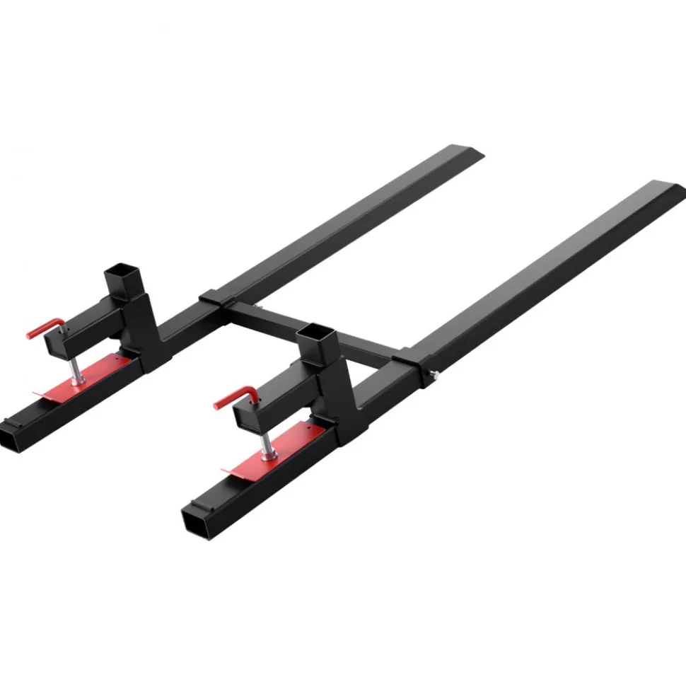 VEVOR Pallet Forks, 2000 lbs Clamp on Pallet Forks, 60-Inch Total Length Heavy-Duty Tractor Fork with Adjustable Stabilizer Bar for Tractor Attachments, Loader Bucket, and Skid Steer, Black