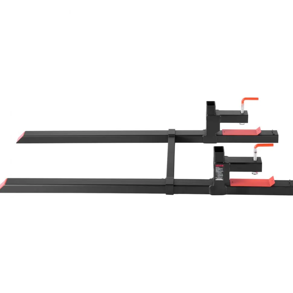 VEVOR Pallet Forks, 2000 lbs Clamp on Pallet Forks, 60-Inch Total Length Heavy-Duty Tractor Fork with Adjustable Stabilizer Bar for Tractor Attachments, Loader Bucket, and Skid Steer, Black