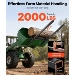 VEVOR Pallet Forks, 2000 lbs Clamp on Pallet Forks, 60-Inch Total Length Heavy-Duty Tractor Fork with Adjustable Stabilizer Bar for Tractor Attachments, Loader Bucket, and Skid Steer, Black