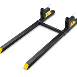 VEVOR Pallet Forks, 2000 lbs Tractor Bucket Forks, 60" Total Length Clamp on Pallet Forks with Adjustable Stabilizer bar, Heavy Duty Pallet Forks for Tractor Attachments, Skid Steer, Loader Bucket