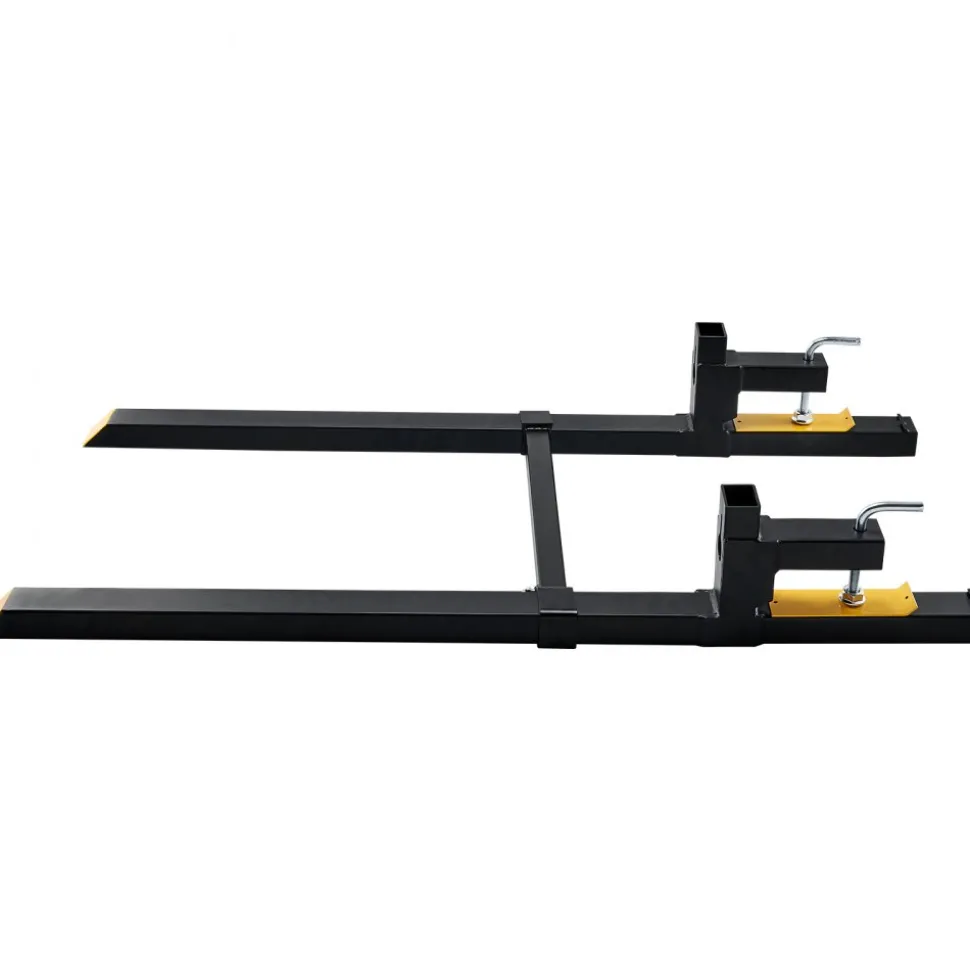 VEVOR Pallet Forks, 2000 lbs Tractor Bucket Forks, 60" Total Length Clamp on Pallet Forks with Adjustable Stabilizer bar, Heavy Duty Pallet Forks for Tractor Attachments, Skid Steer, Loader Bucket