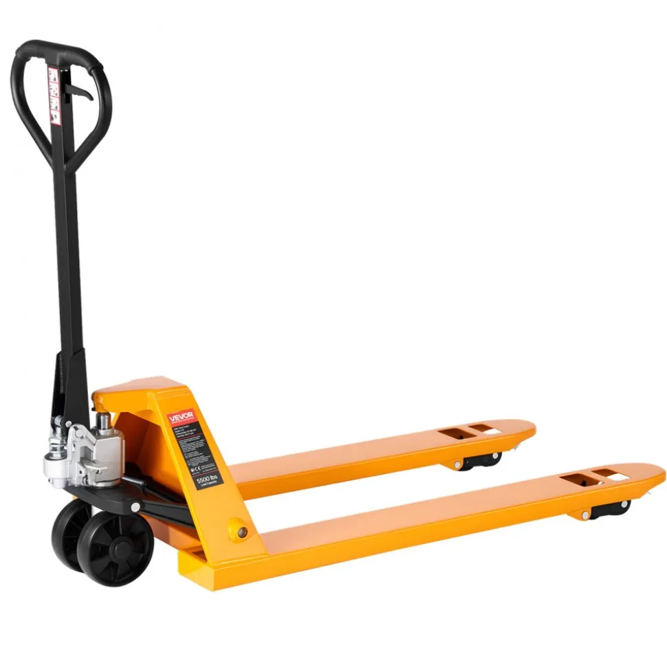 VEVOR Pallet Jack, 5500 lbs Load Capacity, Manual Pallet Truck with 48L x 27W Inch Forks for Material Handling, 3.35-7.1 Inch Fork Lift Height Range, Suitable for Warehouse, Supermarket, Manufacturing