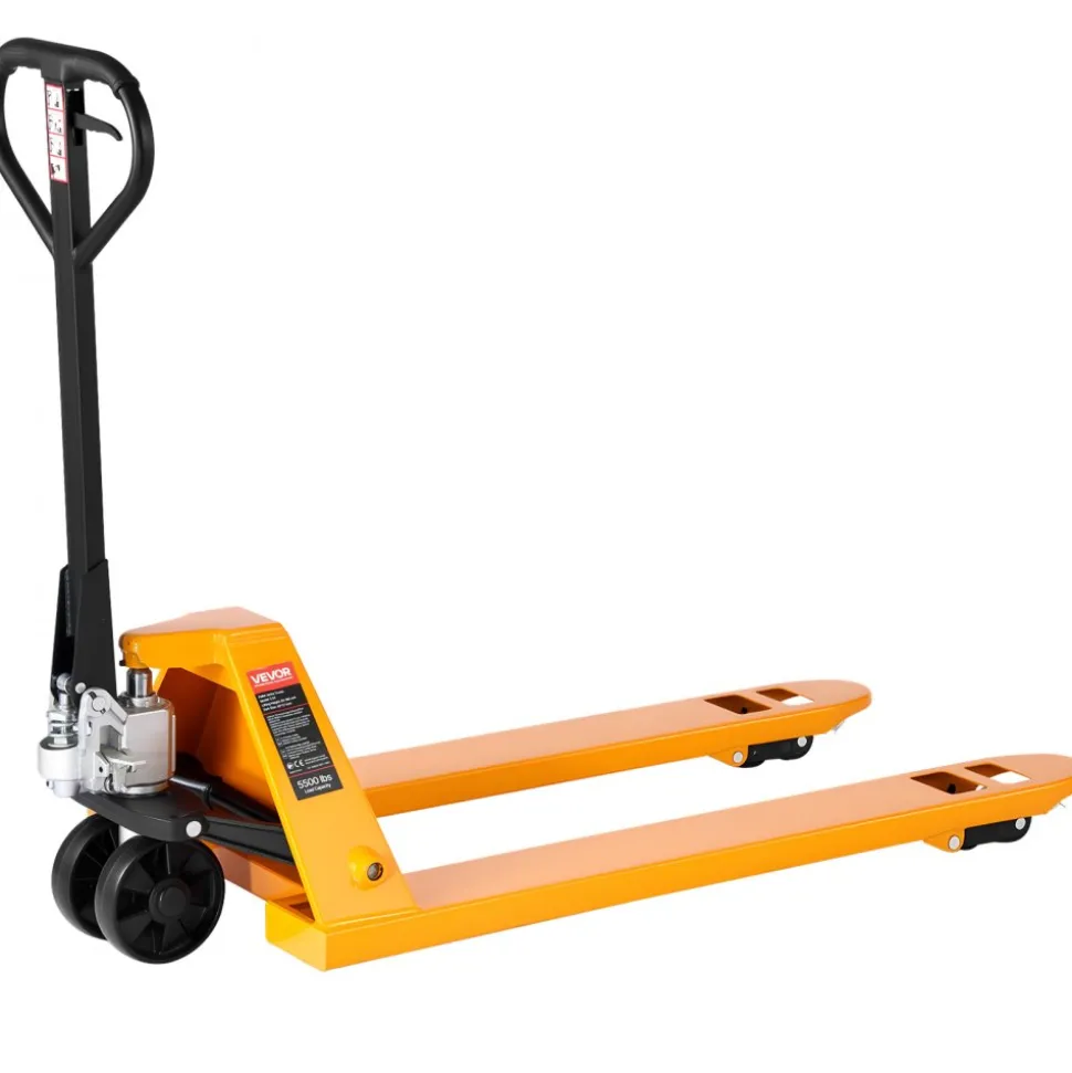 VEVOR Pallet Jack, 5500 lbs Load Capacity, Manual Pallet Truck with 48L x 27W Inch Forks for Material Handling, 3.35-7.1 Inch Fork Lift Height Range, Suitable for Warehouse, Supermarket, Manufacturing