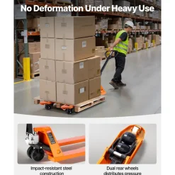 VEVOR Pallet Jack, 6600 lbs Load Capacity, Manual Pallet Truck with 48L x 27W Inch Forks for Material Handling, 3.35-7.1 Inch Fork Lift Height Range, Suitable for Warehouse, Supermarket, Manufacturing