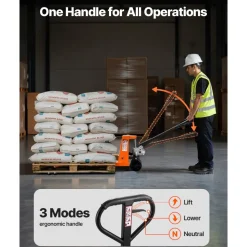 VEVOR Pallet Jack, 6600 lbs Load Capacity, Manual Pallet Truck with 48L x 27W Inch Forks for Material Handling, 3.35-7.1 Inch Fork Lift Height Range, Suitable for Warehouse, Supermarket, Manufacturing
