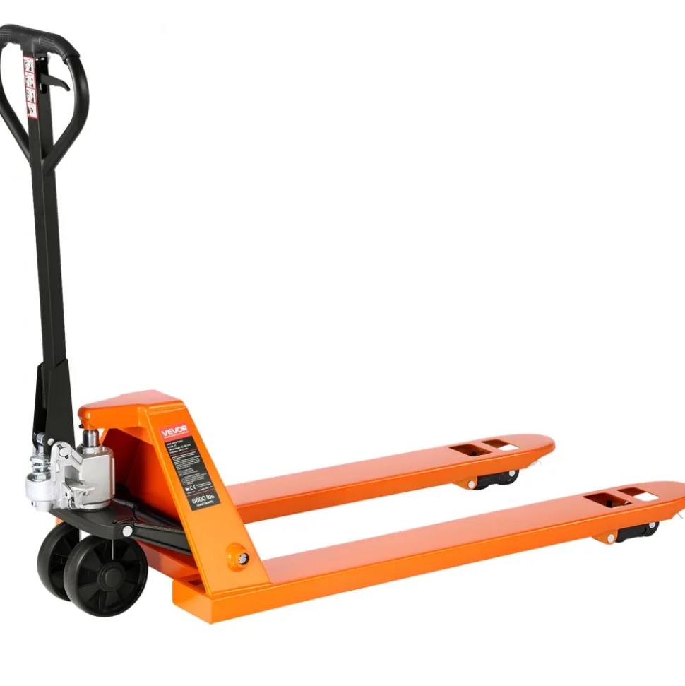VEVOR Pallet Jack, 6600 lbs Load Capacity, Manual Pallet Truck with 48L x 27W Inch Forks for Material Handling, 3.35-7.1 Inch Fork Lift Height Range, Suitable for Warehouse, Supermarket, Manufacturing