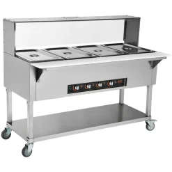VEVOR 4-Pan Commercial Food Warmer, 4 x 20.6QT Electric Steam Table, 2000W Professional Buffet Catering Food Warmer with Acrylic Sneeze Guard, Food Grade Stainless Steel Server for Party Restaurant