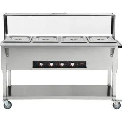 VEVOR 4-Pan Commercial Food Warmer, 4 x 20.6QT Electric Steam Table, 2000W Professional Buffet Catering Food Warmer with Acrylic Sneeze Guard, Food Grade Stainless Steel Server for Party Restaurant