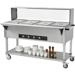 VEVOR 4-Pan Commercial Food Warmer, 4 x 20.6QT Electric Steam Table, 2000W Professional Buffet Catering Food Warmer with Acrylic Sneeze Guard, Food Grade Stainless Steel Server for Party Restaurant