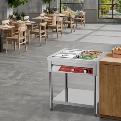 VEVOR 4-Pan Commercial Food Warmer, 4 x 1/2 Pans Electric Steam Table, 1500W Professional Buffet Catering Food Warmer with Undershelf, Stainless Steel Server for Restaurant Party Hotel