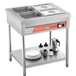 VEVOR 4-Pan Commercial Food Warmer, 4 x 1/2 Pans Electric Steam Table, 1500W Professional Buffet Catering Food Warmer with Undershelf, Stainless Steel Server for Restaurant Party Hotel