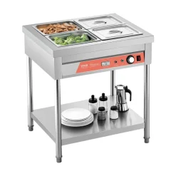 VEVOR 4-Pan Commercial Food Warmer, 4 x 1/2 Pans Electric Steam Table, 1500W Professional Buffet Catering Food Warmer with Undershelf, Stainless Steel Server for Restaurant Party Hotel
