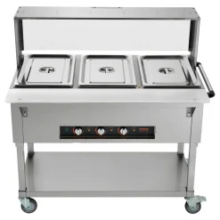 VEVOR 3-Pan Commercial Food Warmer, 3 x 20.6QT Electric Steam Table, 1500W Professional Buffet Catering Food Warmer with Acrylic Sneeze Guard, Food Grade Stainless Steel Server for Party Restaurant