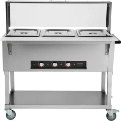 VEVOR 3-Pan Commercial Food Warmer, 3 x 20.6QT Electric Steam Table, 1500W Professional Buffet Catering Food Warmer with Acrylic Sneeze Guard, Food Grade Stainless Steel Server for Party Restaurant