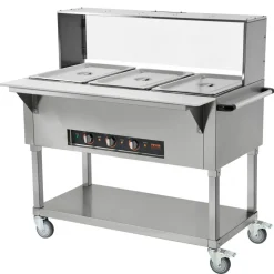 VEVOR 3-Pan Commercial Food Warmer, 3 x 20.6QT Electric Steam Table, 1500W Professional Buffet Catering Food Warmer with Acrylic Sneeze Guard, Food Grade Stainless Steel Server for Party Restaurant
