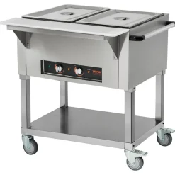 VEVOR 2-Pan Commercial Food Warmer, 2 x 20.6QT Electric Steam Table, 1000W Professional Buffet Catering Food Warmer with 4 Wheels (2 Lockable), Food Grade Stainless Steel Server for Party Restaurant