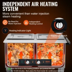 VEVOR 2-Pan Commercial Food Warmer, 2 x 20.6QT Electric Steam Table, 1000W Professional Buffet Catering Food Warmer with 4 Wheels (2 Lockable), Food Grade Stainless Steel Server for Party Restaurant
