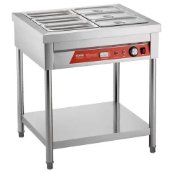 VEVOR 6-Pan Commercial Food Warmer, 6 x 1/3 Pans Electric Steam Table, 1500W Professional Buffet Catering Food Warmer with Undershelf, Stainless Steel Server for Restaurant Party Hotel