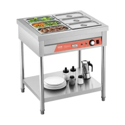 VEVOR 6-Pan Commercial Food Warmer, 6 x 1/3 Pans Electric Steam Table, 1500W Professional Buffet Catering Food Warmer with Undershelf, Stainless Steel Server for Restaurant Party Hotel