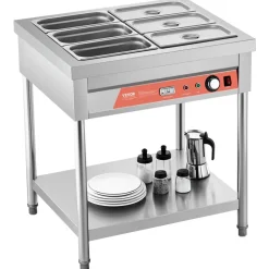 VEVOR 6-Pan Commercial Food Warmer, 6 x 1/3 Pans Electric Steam Table, 1500W Professional Buffet Catering Food Warmer with Undershelf, Stainless Steel Server for Restaurant Party Hotel