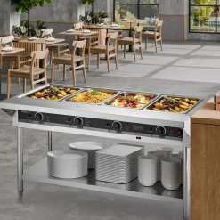 VEVOR 4-Pan Commercial Food Warmer, Electric Steam Table with Independent Temperature Control, 450W x 4 Stainless Steel Buffet Catering Food Warmer with Undershelf and Workspace, for Restaurant