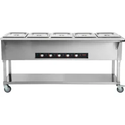VEVOR 5-Pan Commercial Food Warmer, 5 x 20.6QT Electric Steam Table, 3750W Professional Buffet Catering Food Warmer with 4 Wheels (2 Lockable), Food Grade Stainless Steel Server for Party Restaurant