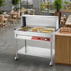 VEVOR 5-Pan Commercial Food Warmer, 5 x 20.6QT Electric Steam Table, 3750W Professional Buffet Catering Food Warmer with Acrylic Sneeze Guard, Food Grade Stainless Steel Server for Party Restaurant