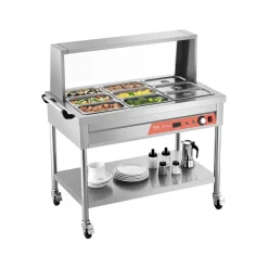 VEVOR 5-Pan Commercial Food Warmer, 5 x 20.6QT Electric Steam Table, 3750W Professional Buffet Catering Food Warmer with Acrylic Sneeze Guard, Food Grade Stainless Steel Server for Party Restaurant