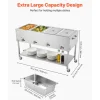 VEVOR 4-Pan Commercial Propane Steam Table, LP Gas Outdoor Soup Warmer with Drain Valve and 3" Wheels, Stainless Steel Propane Food Warmer with Independent Temp Control, for Restaurant Outdoor Camping