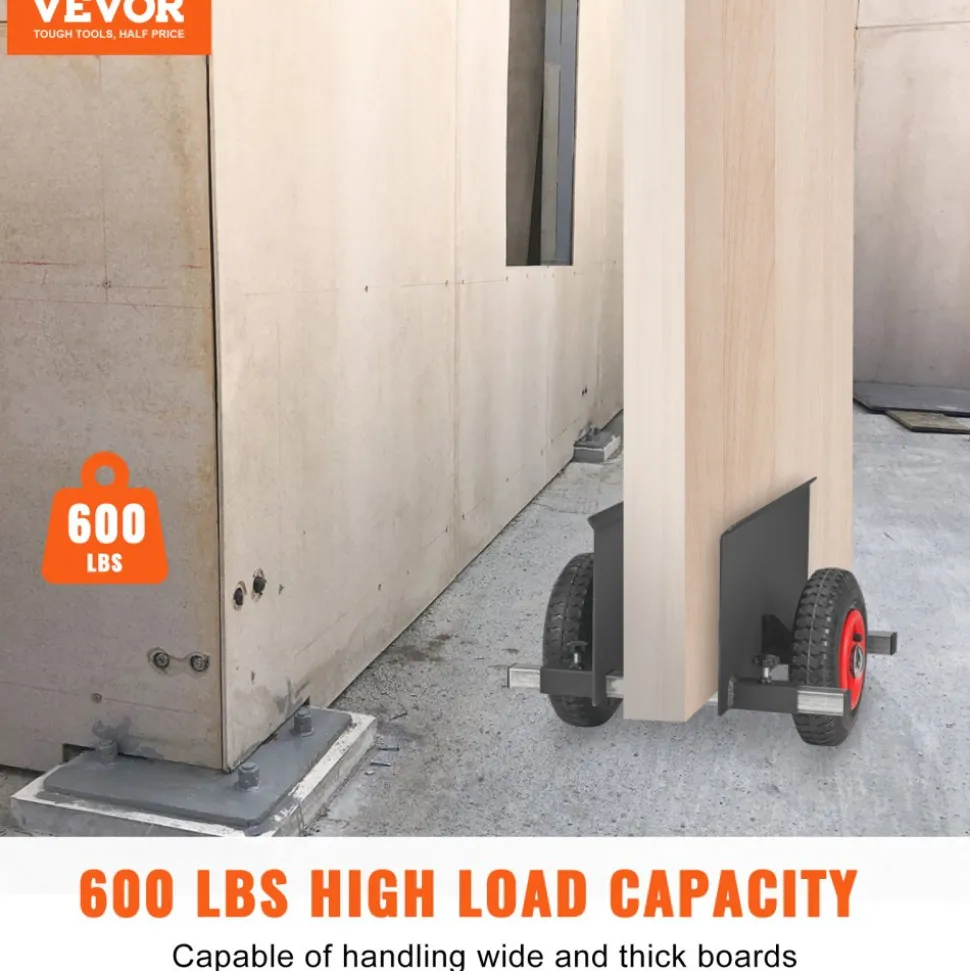 VEVOR Panel Dolly, 600LBS Capacity Slab Dolly, Heavy-duty Drywall Mover with 8" Pneumatic Wheels, Adjustable Clamp Panel Cart for Drywall Sheet, Material Handling, All Terrain Moving Cart