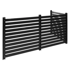 VEVOR 3 Panels Outdoor Privacy Screen, 50 x 48 in Air Conditioner Fence with 27.6 in Ground Stakes, Pool Equipment Enclosure, Vinyl Privacy Fence, Ideal for Trash Can and A/C Units, Black