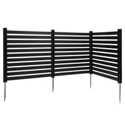 VEVOR 3 Panels Outdoor Privacy Screen, 50 x 48 in Air Conditioner Fence with 27.6 in Ground Stakes, Pool Equipment Enclosure, Vinyl Privacy Fence, Ideal for Trash Can and A/C Units, Black