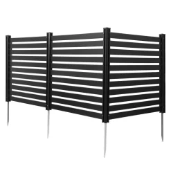 VEVOR 3 Panels Outdoor Privacy Screen, 50 x 48 in Air Conditioner Fence with 27.6 in Ground Stakes, Pool Equipment Enclosure, Vinyl Privacy Fence, Ideal for Trash Can and A/C Units, Black
