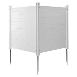 VEVOR 2 Panels Outdoor Privacy Screen, 50 x 50 in Air Conditioner Fence with 27.6 in Ground Stakes, Pool Equipment Enclosure, Horizontal Vinyl Privacy Fence, Ideal for Trash Can and A/C Units, White