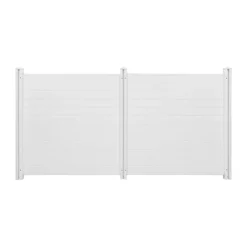 VEVOR 2 Panels Outdoor Privacy Screen, 50 x 50 in Air Conditioner Fence with 27.6 in Ground Stakes, Pool Equipment Enclosure, Horizontal Vinyl Privacy Fence, Ideal for Trash Can and A/C Units, White