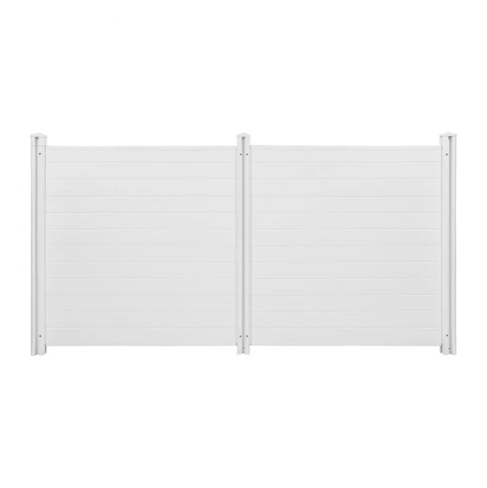 VEVOR 2 Panels Outdoor Privacy Screen, 50 x 50 in Air Conditioner Fence with 27.6 in Ground Stakes, Pool Equipment Enclosure, Horizontal Vinyl Privacy Fence, Ideal for Trash Can and A/C Units, White