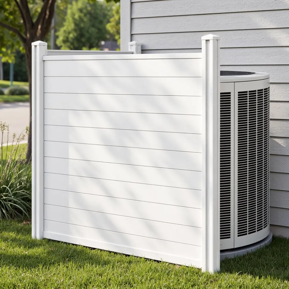 VEVOR 2 Panels Outdoor Privacy Screen, 50 x 50 in Air Conditioner Fence with 27.6 in Ground Stakes, Pool Equipment Enclosure, Horizontal Vinyl Privacy Fence, Ideal for Trash Can and A/C Units, White