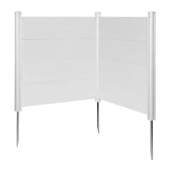 VEVOR 2 Panels Outdoor Privacy Screen, 50 x 50 in Air Conditioner Fence with 27.6 in Ground Stakes, Pool Equipment Enclosure, Horizontal Vinyl Privacy Fence, Ideal for Trash Can and A/C Units, White