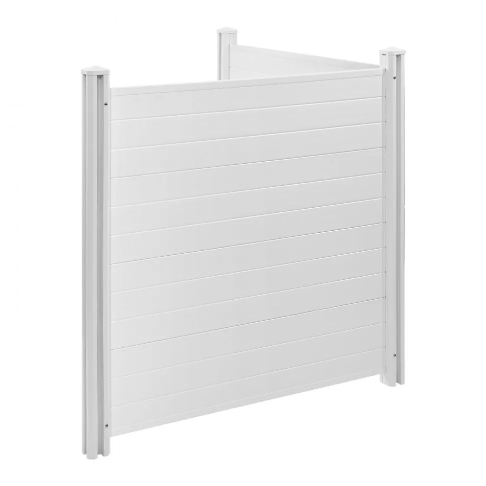 VEVOR 2 Panels Outdoor Privacy Screen, 50 x 50 in Air Conditioner Fence with 27.6 in Ground Stakes, Pool Equipment Enclosure, Horizontal Vinyl Privacy Fence, Ideal for Trash Can and A/C Units, White