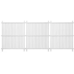 VEVOR 2 Panels Outdoor Privacy Screen, 48 x 48 in Air Conditioner Fence with 19.7 in Ground Stakes, Pool Equipment Enclosure, Strip Vinyl Privacy Fence, Ideal for Trash Can and A/C Units, White