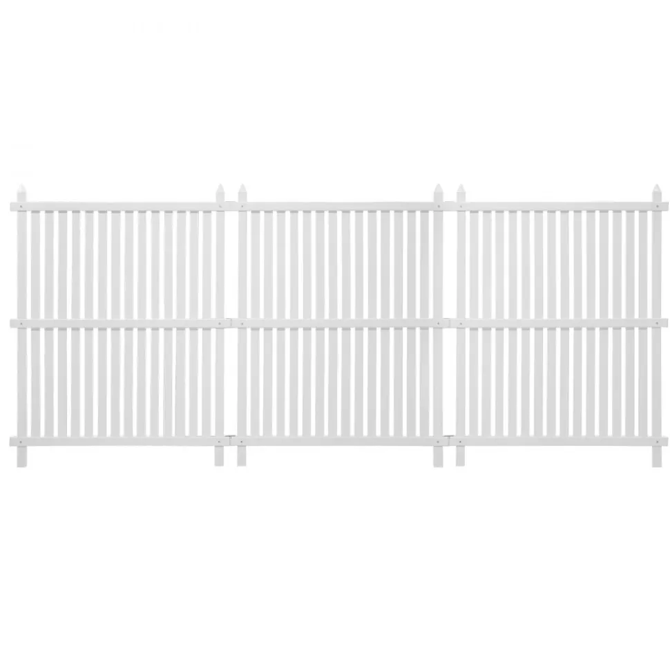 VEVOR 3 Panels Outdoor Privacy Screen, 36 x 45 in Air Conditioner Fence with 19.7 in Ground Stakes, Pool Equipment Enclosure, Strip Vinyl Privacy Fence, Ideal for Trash Can and A/C Units, White