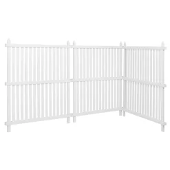 VEVOR 3 Panels Outdoor Privacy Screen, 36 x 45 in Air Conditioner Fence with 19.7 in Ground Stakes, Pool Equipment Enclosure, Strip Vinyl Privacy Fence, Ideal for Trash Can and A/C Units, White
