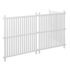 VEVOR 3 Panels Outdoor Privacy Screen, 36 x 45 in Air Conditioner Fence with 19.7 in Ground Stakes, Pool Equipment Enclosure, Strip Vinyl Privacy Fence, Ideal for Trash Can and A/C Units, White
